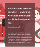 Commandez des cartes postales gratuites et participez au concours pour gagner un bon d’achat Galaxus