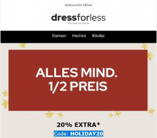 dressforless – Tout à moitié prix au moins + une remise supplémentaire de 20% avec le code de réduction