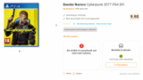 Cyberpunk 2077 pour PS4 (mise à niveau pour PS5 possible) mais ce prix uniquement en cas de retrait en magasin