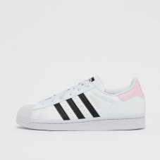 Baskets Adidas Superstar en blanc avec rayures noires et détails roses pour 48 francs (pointures 36 à 38 2/3)