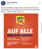 30% sur tous les articles non-alimentaires (articles en solde) chez Aldi