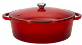 Le Creuset Alternative : Cocotte ovale de la marque Nouvel en fonte de 7.2 L et dimensions 32 x 26 x 12 cm en rouge-noir chez Nettoshop