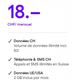 Tout illimité en Suisse y compris 5G / EU&USA 2 Go