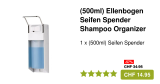 (500ml) Distributeur de savon à coude avec support mural pour shampooing – Argent