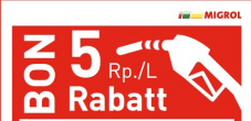 Bon de réduction Migrol de 5 centimes / litre sur le carburant jusqu’au 28.04.2024