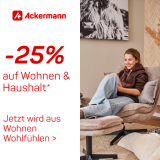 25% de réduction sur la maison et le ménage chez Ackermann