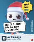 CHF 5.- de réduction sur les cartes à trajets multiples ou les cartes multi-jours dans l’application öV Plus