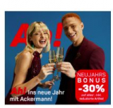 30% de réduction chez Ackermann – également sur les articles déjà réduits (hors articles électroniques) jusqu’au 04.01.