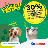 JUMBO&nbsp;: 30&nbsp;% de réduction sur toute la gamme de produits pour animaux de compagnie