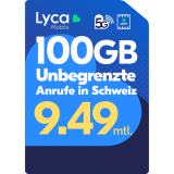 100 Go, appels illimités & 3 Go en itinérance pour CHF 9.49 ! Résiliable mensuellement