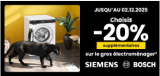 20% de réduction supplémentaire sur les gros électroménagers Siemens & Bosch