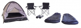 Parfait pour la période des festivals – Set de camping avec 2 chaises de camping, 2 sacs de couchage, 2 tapis & 1 tente chez Conforama