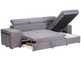 Canapé d’angle TENERIFE avec appuie-têtes réglables, fonction lit, coffre de rangement et 2 poufs à bon prix