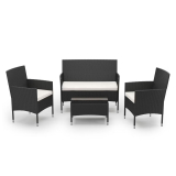 Ensemble de jardin en rotin MALIA en noir/blanc chez Gonser