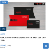 50% de réduction sur la carte-cadeau GIDOR Coiffure d’une valeur de CHF 100.-