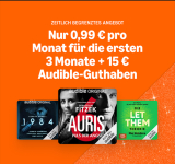 Audible – 3 mois pour 0,99 €/mois + 15 € de crédit Audible