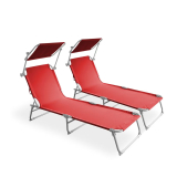 Lot de deux chaises longues « Lettino » en rouge chez Gonser