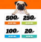 Lipo : 20 / 100 / 250 / 500 francs de remise supplémentaire à partir d’un minimum de commande de 99 / 499 / 999 / 1499 francs
