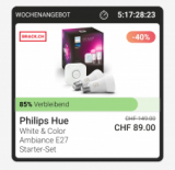 Kit de démarrage Philips Hue Ambiance avec un rabais de 40% chez TWINT