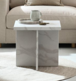 Table d’appoint “GANDRUP” 45×45 imitation marbre / blanc / Réduction de prix de 74%