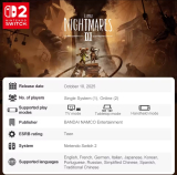 «Little Nightmares 3» pour Nintendo Switch 2 / Cartouche 100 % originale / 1–2 joueurs / Textes en DE