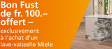 Bon d’achat Fust de 100 CHF à l’achat d’un lave-vaisselle Miele