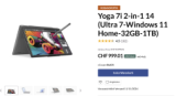 Yoga 7i 2-en-1 14″ (2.8K OLED, Intel Ultra 7 155H, 32 Go/1 To, 400 Nits, 120Hz) pour seulement 999.01 CHF