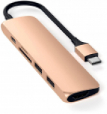 Adaptateur Satechi multiport USB-C Slim Aluminium V2 doré ou gris chez Melectronics