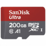 [Réservé aux Clients Premium]: Carte mémoire SanDisk Ultra 200GB microSDXC  + adaptateur jusqu’à 100 Mo/sec, Classe 10, U1, A1 chez Amazon