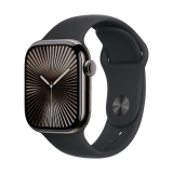 Au nouveau meilleur prix : Apple Watch S10 42mm boîtier en titane, bracelet sport noir M/L
