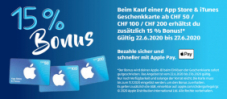 Bonus supplémentaire de 15% sur la carte-cadeau App Store et iTunes (à partir de 50 CHF) chez Aldi