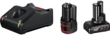 Ensemble de batteries Bosch Professional 12 V 4.0+2.0Ah. Chargeur rapide