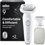 Épilateur Braun Silk-épil 9 (réf. 9-041), étanche, avec accessoire rasoir et tondeuse inclus, disponible sur Amazon.