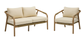 Ensemble de salon de jardin Casami 2 places ou fauteuil en bois d’acacia massif, à prix fortement réduit chez Livique (retrait sur place recommandé)
