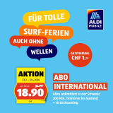 Aldi Mobile International : tout illimité en CH + 10 Go de roaming & 200 min. en UE, USA & Canada
