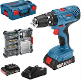 Bosch Professional 18V Perceuse-visseuse à percussion sans fil GSB 18V-21 (avec 2× batterie 2.0Ah, ensemble de 40 pièces) sur Amazon