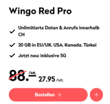 Wingo Red Pro (réseau Swisscom , CH tout illimité. 20 GB EU/UK, USA, Canada, roaming Turquie)