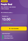 Abonnement mobile TalkTalk Purple Deal (CH tout illimité + 5 GB roaming à l’étranger) + activation gratuite
