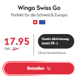 Wingo Swiss Go (réseau Swisscom, CH illimitée : appels & SMS, 10 Go + 1 Go de roaming UE/Royaume-Uni) + activation gratuite
