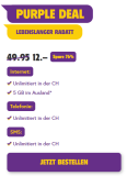 Offre TalkTalk Purple Deal Abonnement mobile (Tout illimité en Suisse + 5 Go d’itinérance à l’étranger)