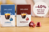 40% de réduction sur tous les cafés Delizio chez Delizio en magasin, par exemple Delizio Lungo Crema 48 unités.