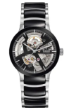 Montre pour hommes Rado Centrix Open Heart Automatic 38 mm (verre saphir, céramique/acier inoxydable, garantie de 5 ans) chez Christ Montres & Bijoux