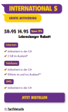 TalkTalk International S (Tout illimité en CH, 2 Go en roaming, 100 min vers et depuis l’étranger + activation gratuite)