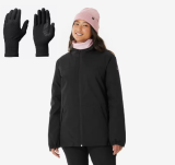 Veste de ski chaude et imperméable pour femmes 100 WEDZE + Gants intérieurs de trekking chez Décathlon