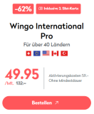 Wingo International Pro (réseau Swisscom, données & appels illimités en CH + plus de 40 pays, 2e carte SIM incluse)