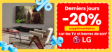 Jusqu’à 29% de réduction + -20% supplémentaires sur les TV et barres de son LG chez Conforama !
