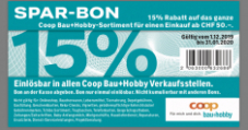 15% de réduction et 5 fois plus de superpoints chez COOP Bau & Hobby