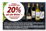 Chez Denner : 20% sur tous les vins*, uniquement aujourd’hui et demain 20 décembre 2020