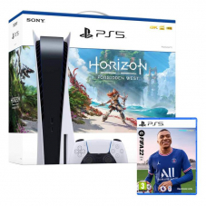 Bundle Playstation 5 : PS5 avec Fifa 22 et Horizon Forbidden West chez microspot