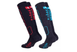 Lot de 2 paires de chaussettes de ski Pro Team 90 en laine mérinos – Bleu et Rouge